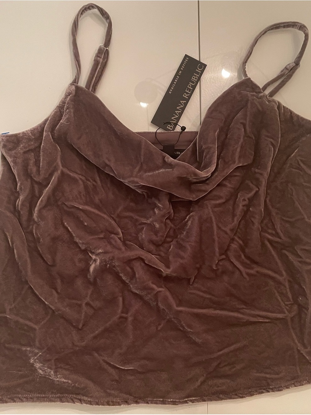 Banana Republic Velvet Cowl Neck Camisole in Taupe